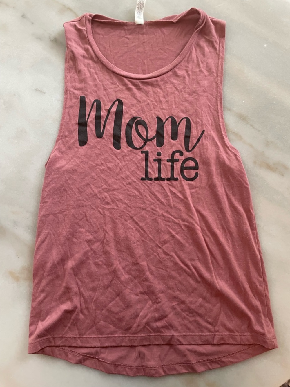 Mom Life Pink Graphic Muscle Tank size S